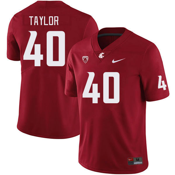 Men #40 Joe Taylor Washington State Cougars College Football Jerseys Stitched Sale-Crimson